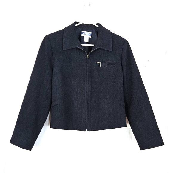 Pendleton VTG Jacket/Blazer 100% Virgin Wool Zip - Navy Blue - Petite 10 - EUC - Picture 1 of 9
